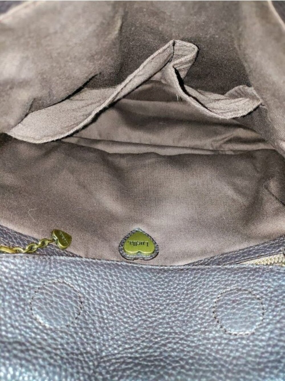 Luella Brown Pebbled Leather Satchel Tote Bag - Picture 14 of 14